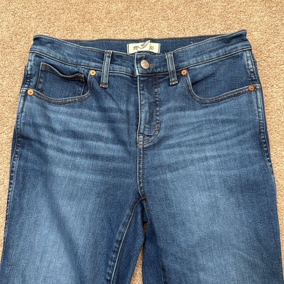 Madewell Mid Rise Stovepipe Slim Straight Leg Raw Hem Stretch Jeans Size 28P - Picture 2 of 9